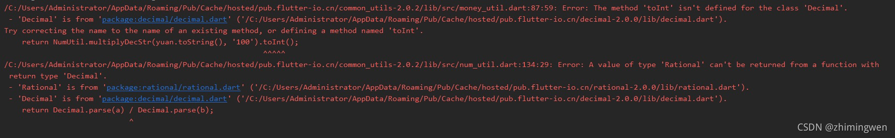 Flutter Error: The method ‘toInt‘ isn‘t defined for the class ‘Decimal‘
